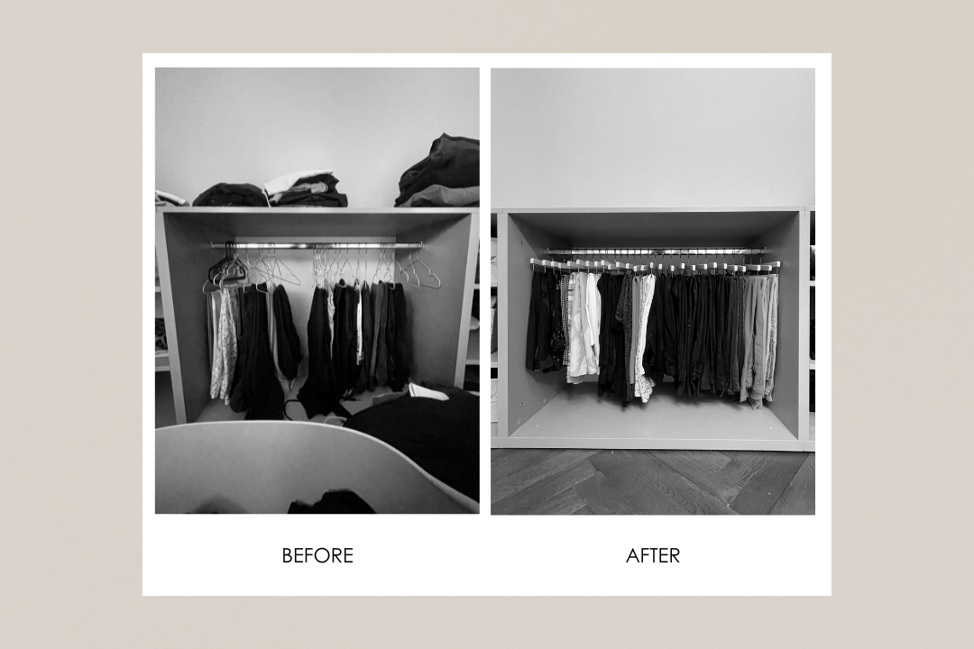 proměna šatníku, holka ze skříně, před a po, třídění šatníku, before and after, organizace domova